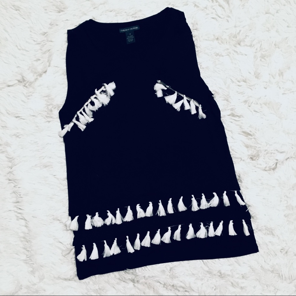 Black/White Tassel Top